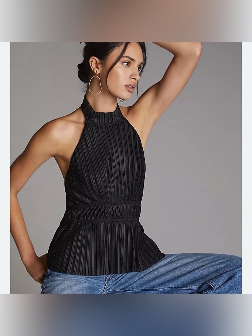 En Elly Pleated Halter Top